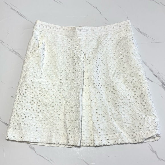 Club Monaco White Cut Out A Line Front Pleat Lined Skirt Size 2 - Picture 2 of 9